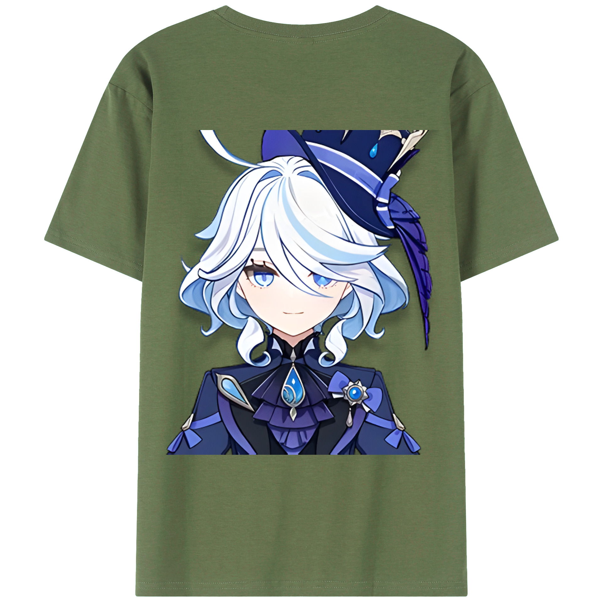 げんし神 フリーナ genshin Furina 綿100％ メンズ半袖Tシャツ（バックプリント） 通気性